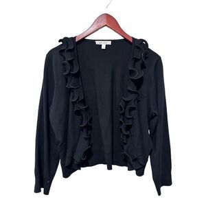 Spense Black ruffle Princess Victorian Embellished Cardigan Size Large